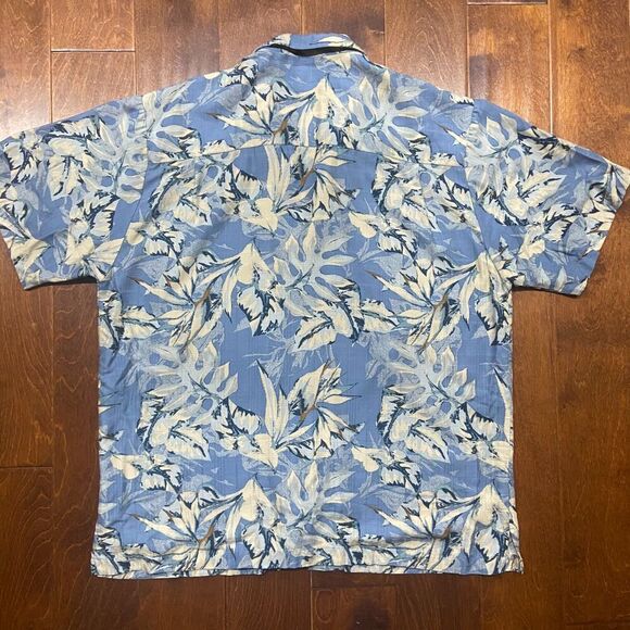 Cubavera Casual Hawaiian Summer Button Front Blue Cream Rayon Shirt Men's XL - Picture 5 of 9